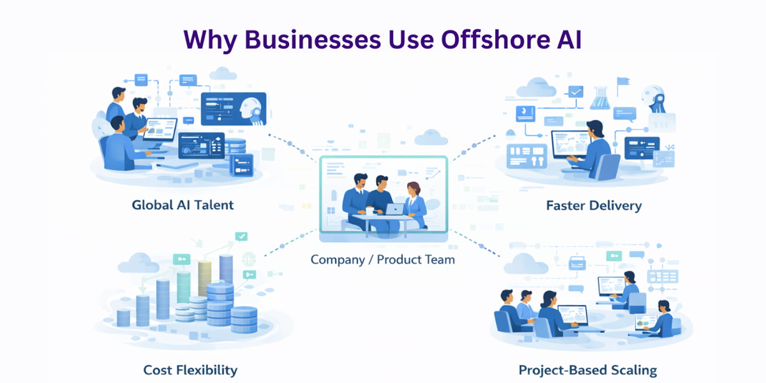 a snapshot of why businesses use offshore AI team